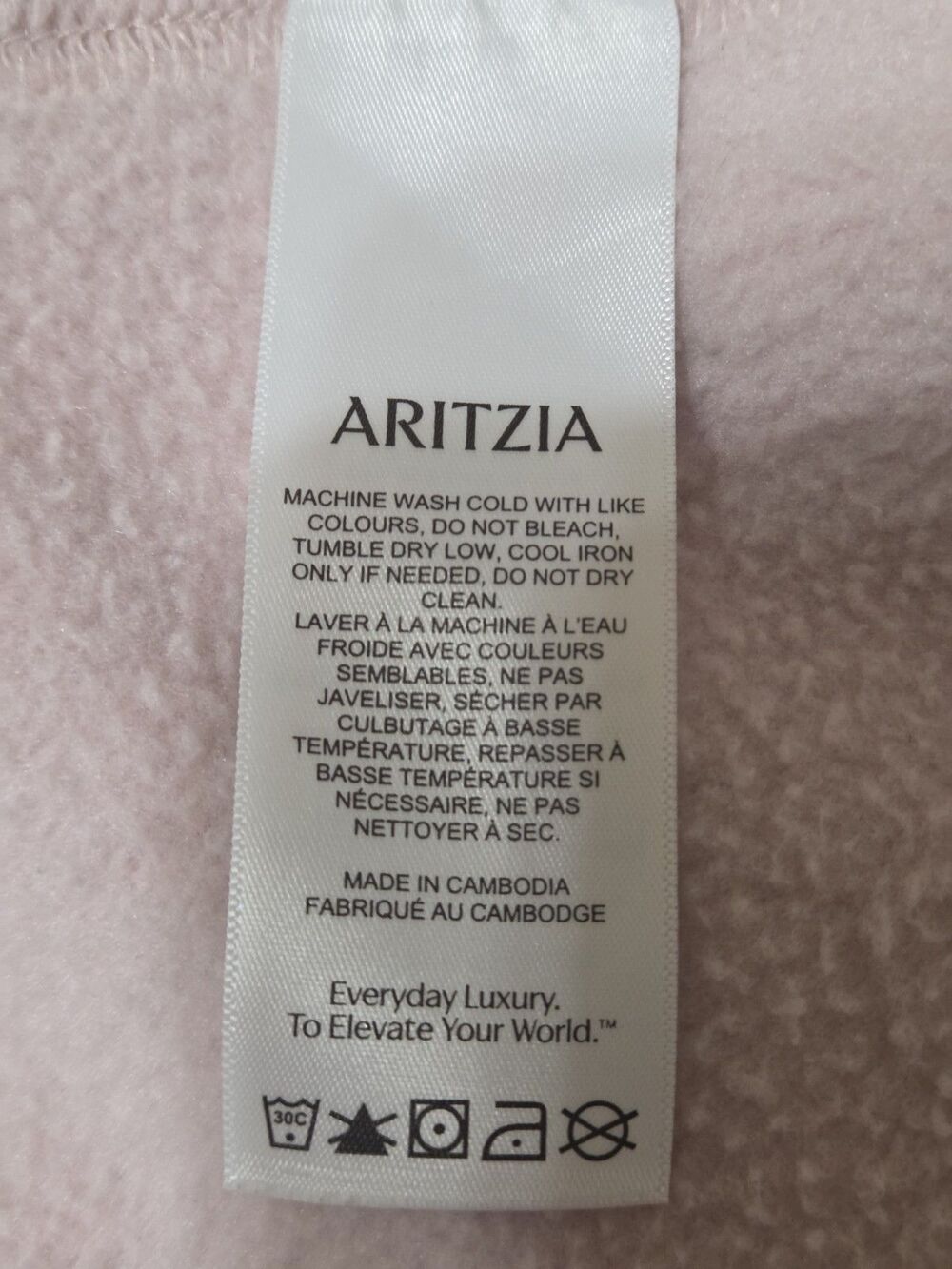 Aritzia Sweatfleece Cozy Fleece Snug Fit Zip Hoodie Bow Pink Women's S F14.5 - Picture 10 of 12